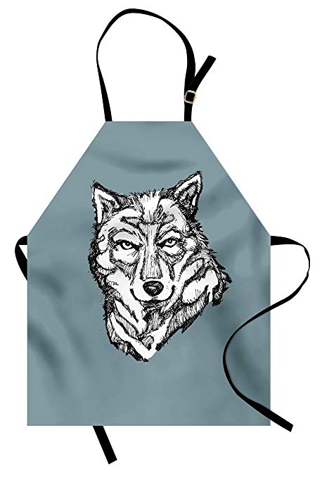 458x679 Lunarable Modern Apron, Wild Timber Wolf Face Portrait