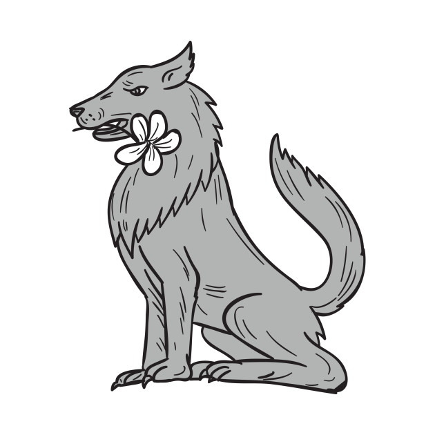 630x630 Timber Wolf Sitting Plumeria Flower Drawing