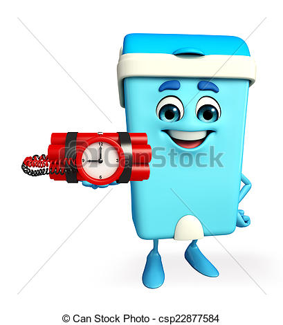 409x470 Dustbin Character With Time Bomb Cartoon Character Of Dustbin