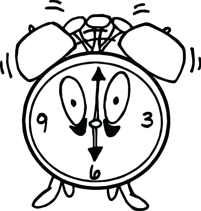 687x719 Clock Coloring Pages Alarm Clock Coloring