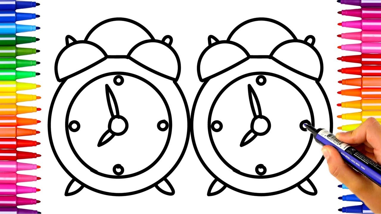 1280x720 Coloring Pages Clock How To Draw Alarm Drawing And Coloring Pages