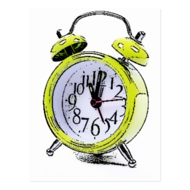 630x630 Time To Wake Up Yellow Alarm Clock Drawing Postcard Zazzle Ca
