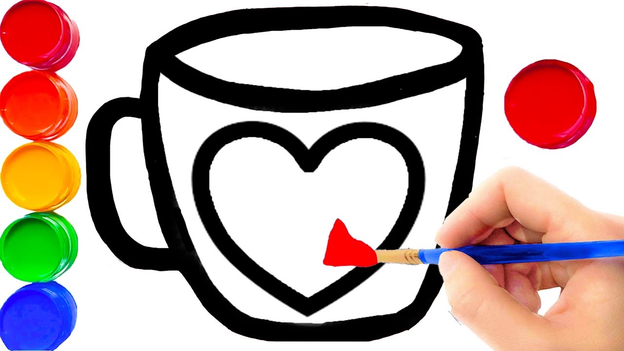 1280x720 Glitter Heart Toy Coffee Cup Coloring And Drawing Learn Painting