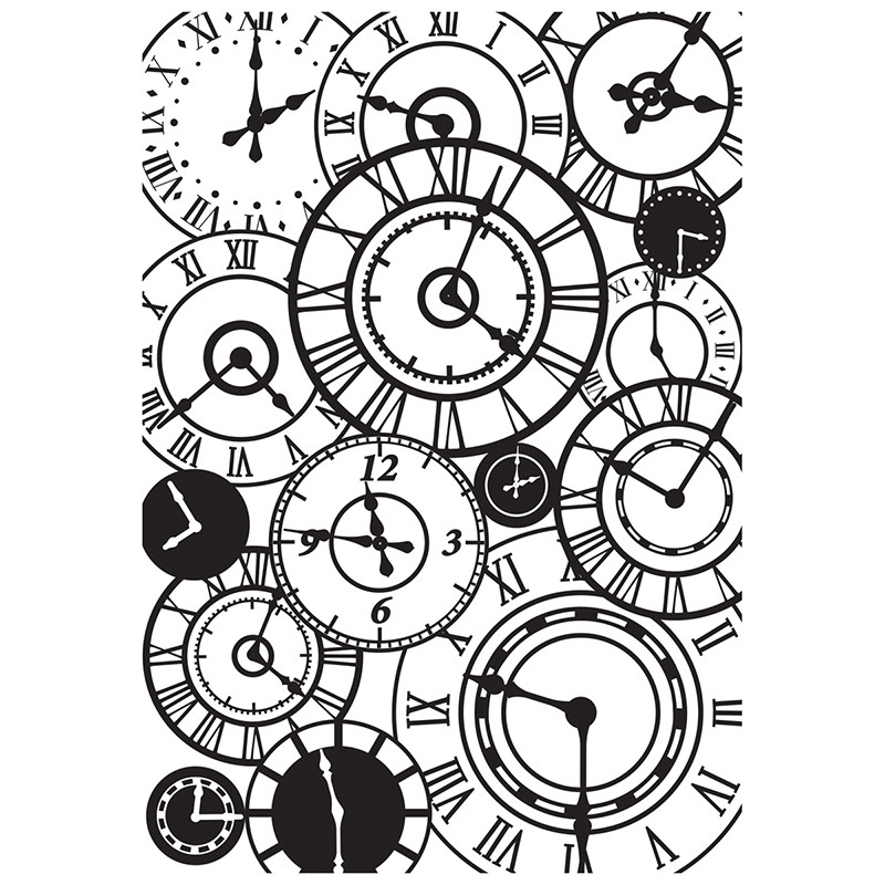 800x800 Time Machine Embossing Folder Clocks