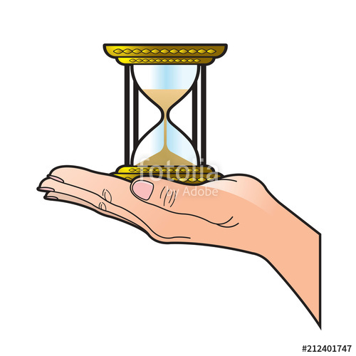 500x500 Hand With Sand Time Machine Isolated On White Back Ground Vector