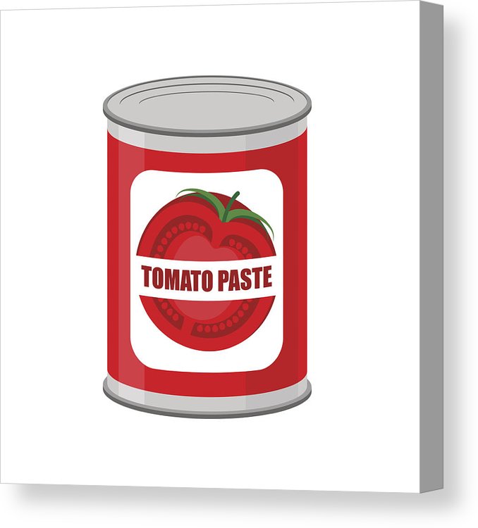 678x750 Tomato Paste Tin Can Canned Food With Tomatoes Canvas Print