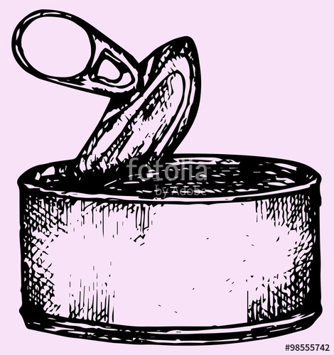 470x500 Tin Can, Doodle Style, Sketch Illustration Stock Image