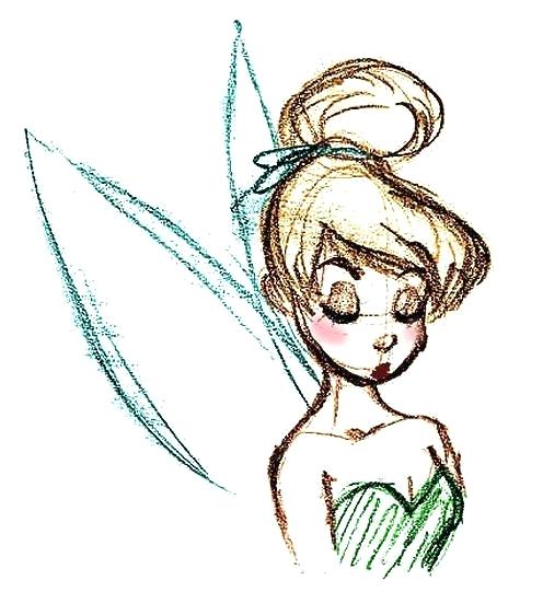 496x541 Tinker Bell Drawing Tinkerbell Drawing Easy