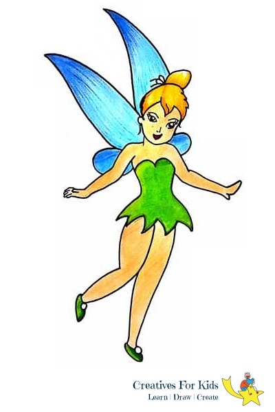 400x599 How To Draw Tinkerbell Step