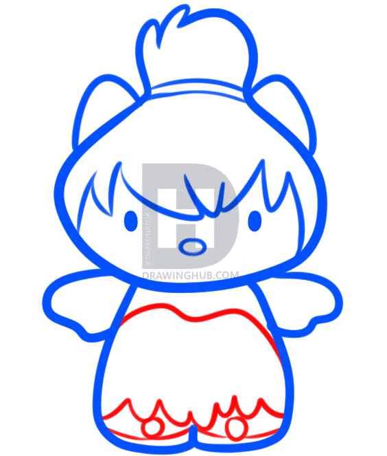 564x663 How To Draw Tinkerbell Hello Kitty, Step