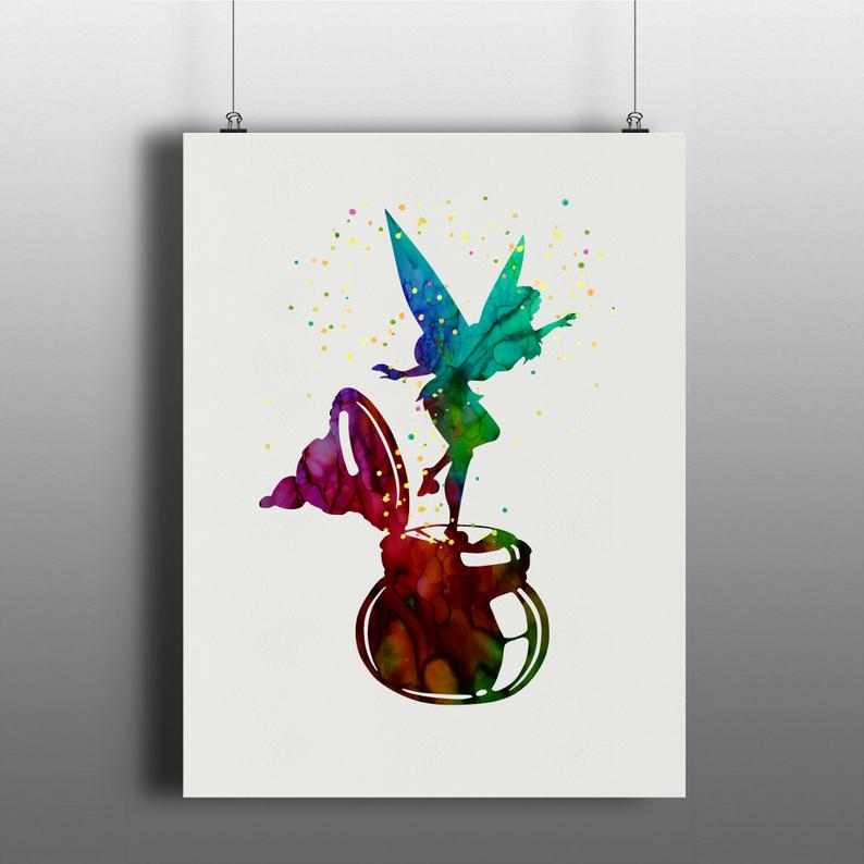 794x794 Tinkerbell Art Print Peter Pan Disney Fairy Captain Hook Etsy