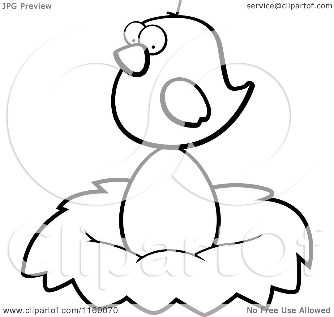 1080x1024 Cartoon Clipart Of A Black And White Tiny Bird Sitting On A Large