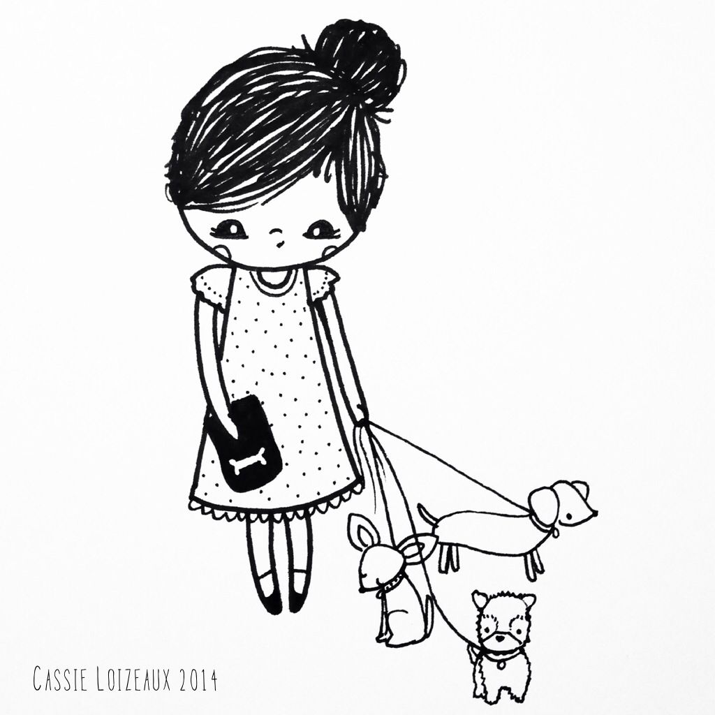 1024x1024 Tiny Dog Walker Day Of Yearlong Sketchbook Project Cassie