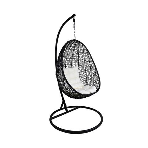 480x480 Black Cocoon Swing Chair, White Cushion Metro Department Store