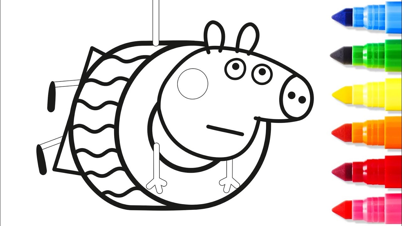 1280x720 Tire Swing Peppa Pig With Learn Colors And Song For Kids Fun Art