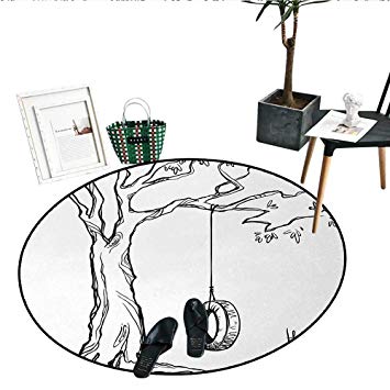 355x355 Tree Round Area Rug Tree With A Tire Swing