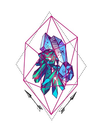 350x450 Beautiful Hand Drawn Vector Illustration Sketching Of Crystals