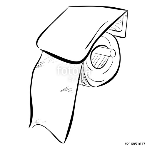 500x500 Vector Hand Draw Sketch Of Roll Toilet Tissue Paper Stock Photo