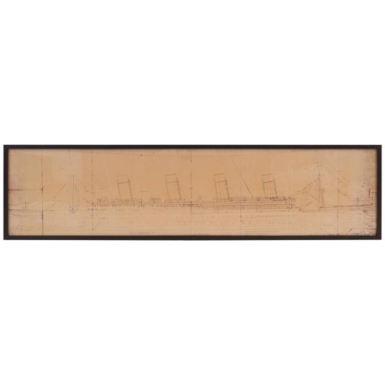 768x768 Framed Official Drawing Of The Titanic