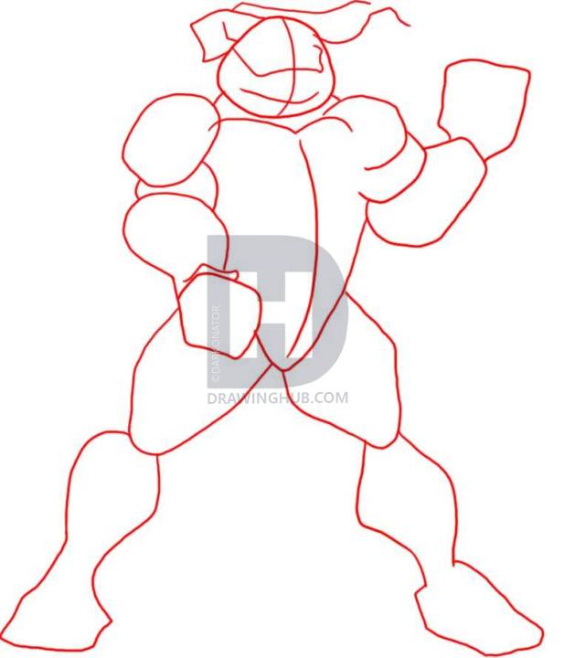 617x720 How To Draw Michelangelo From The Tmnt, Step