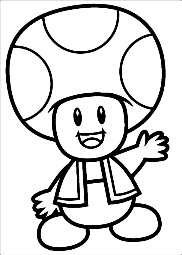 607x850 Drawing Of Toad The Mushroom Di Super Mario Coloring Page