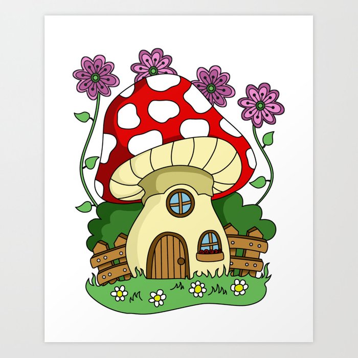 700x700 Toadstool Fairy House Art Print