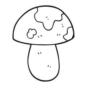 300x300 Freehand Drawn Black And White Cartoon Toadstool Royalty Free