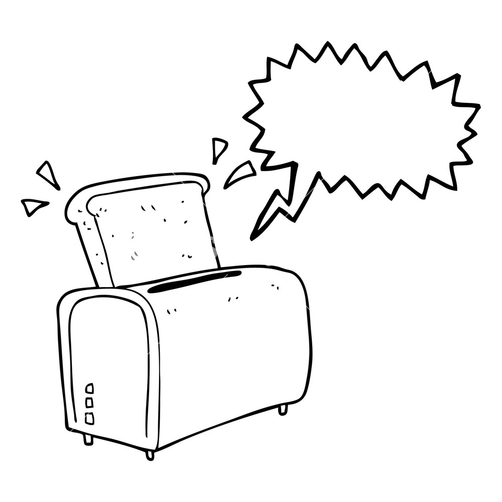 1000x1000 Freehand Drawn Speech Bubble Cartoon Toaster Royalty Free Stock