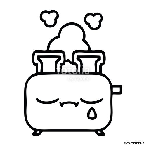 500x500 Line Drawing Cartoon Of A Toaster Stock Image And Royalty Free