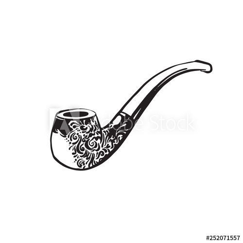500x500 Hand Drawn Sketch Smoke Pipe Vintage Tobacco Brier Vector Black