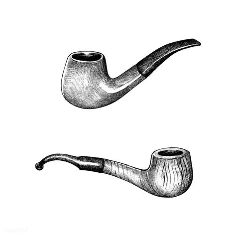 474x474 Hand Drawn Tobacco Wooden Pipes Free Image