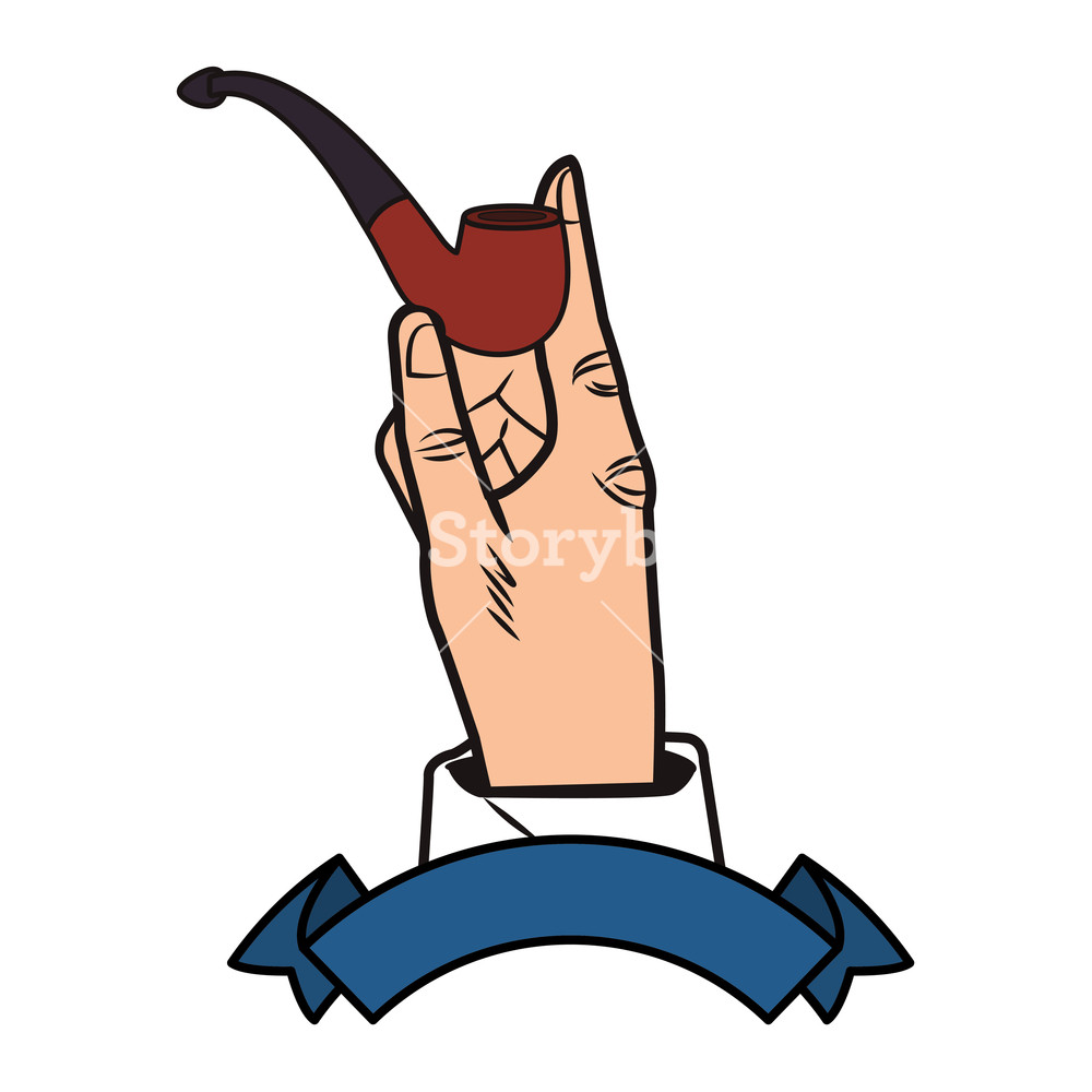 1000x1000 Pop Art Hand With Tobacco Pipe Cartoon Vector Illustration Graphic