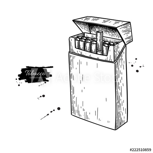 500x500 Cigarette Pack Vector Drawing Opened Box Sketch Smoking Elemen