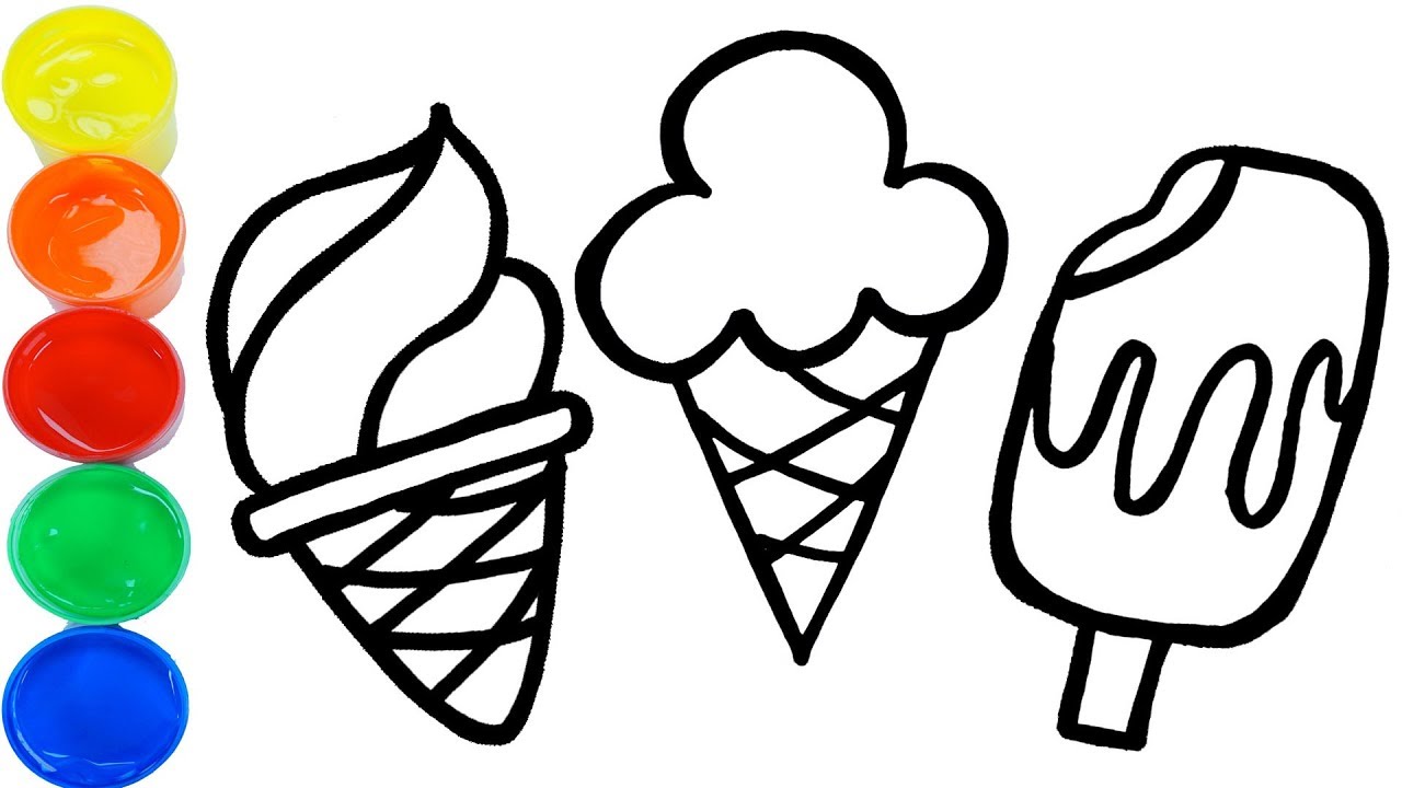 1280x720 Glitter Ice Cream Drawing Coloring Pages For Kids, Toddler