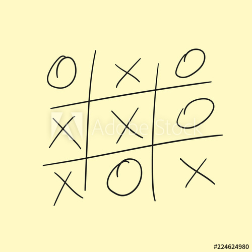 500x500 Hand Drawing, Playing Tic Tac Toe On Paper Vector Illustration