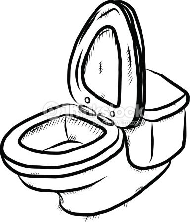 384x447 Flush Toilet Cartoon Vector And Illustration, Hand Drawn, Sketch