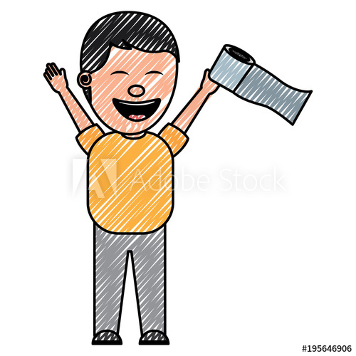 500x500 Man Smiling With Toilet Paper In His Hand For A Joke Drawing Image