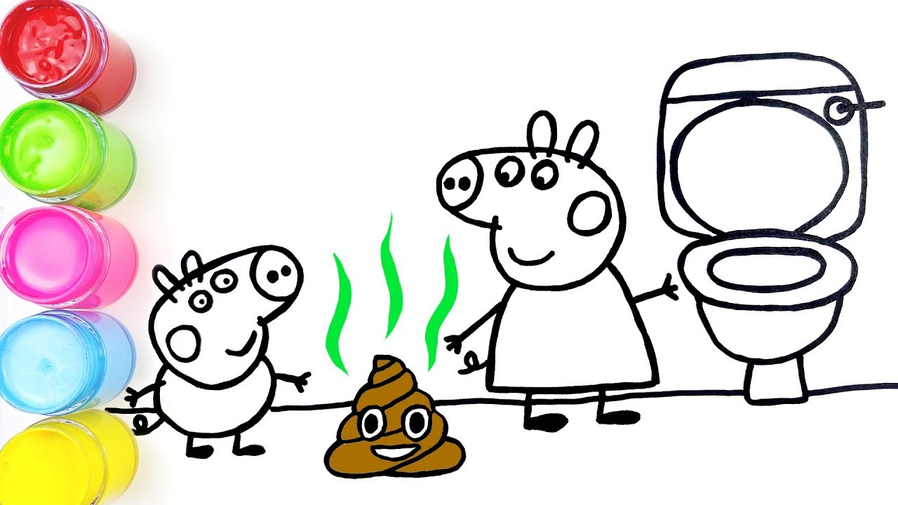 1280x720 Drawing Peppa And George In The Toilet Jolly Art
