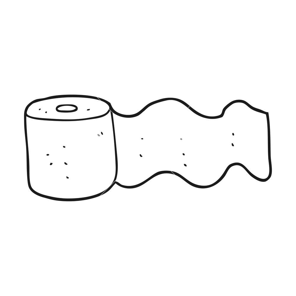 1000x1000 Freehand Drawn Black And White Cartoon Toilet Paper Royalty Free