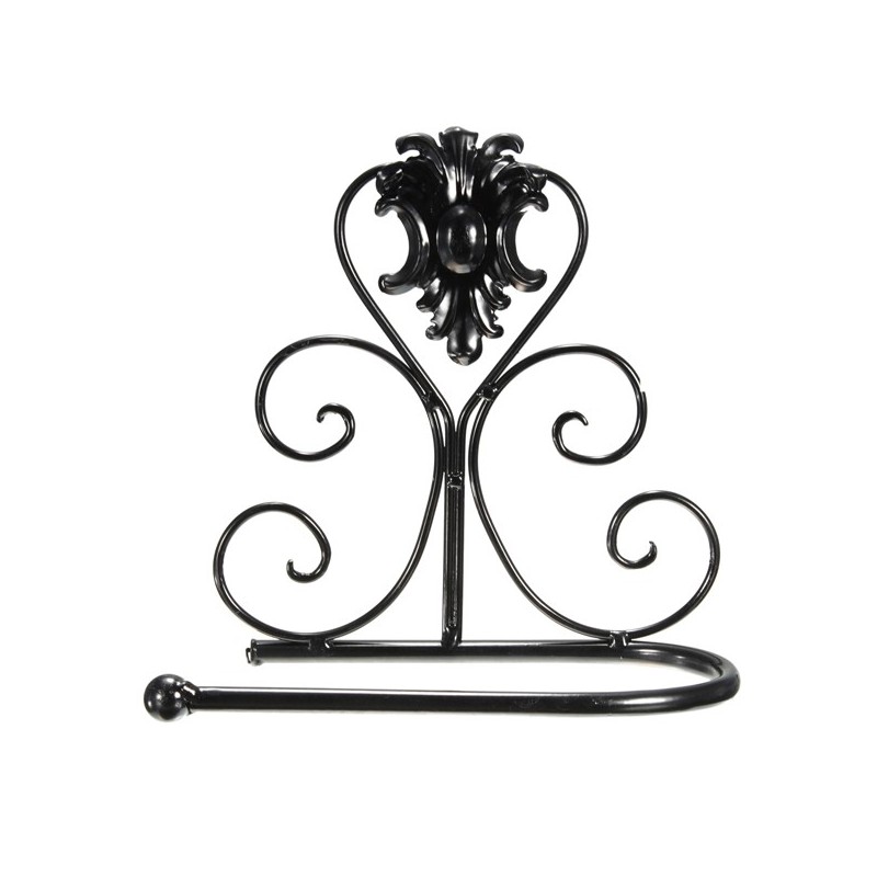 800x800 Classical Black Iron Toilet Paper Roll Holder Bathroom Wall Rack