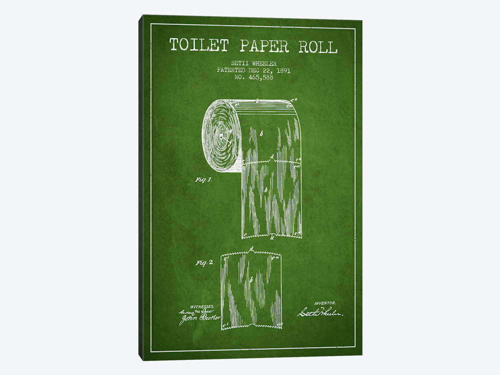 1000x750 Toilet Paper Green Patent Blueprint Canvas Print