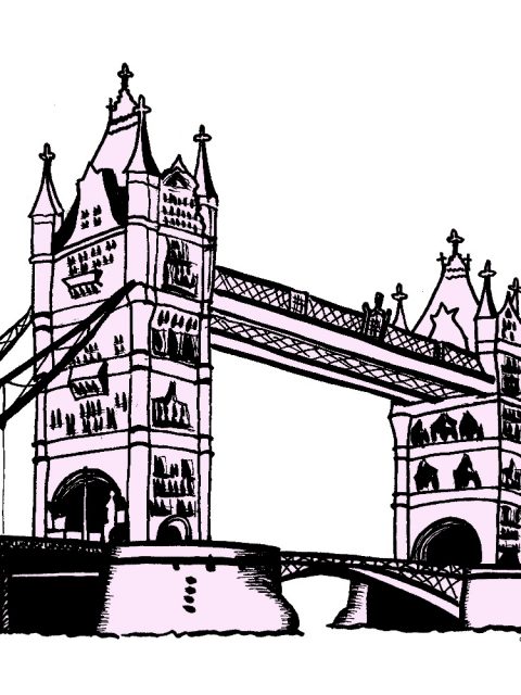 480x640 Tower Bridge Drawing