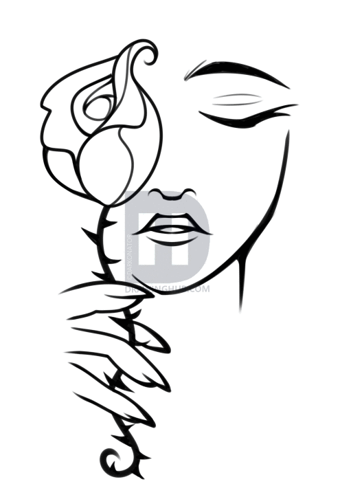 495x720 Rose Face Tattoo Art Drawing, Step
