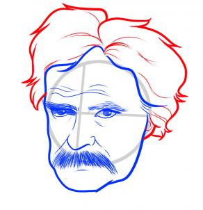 292x302 How To Draw Mark Twain, Mark Twain, Step