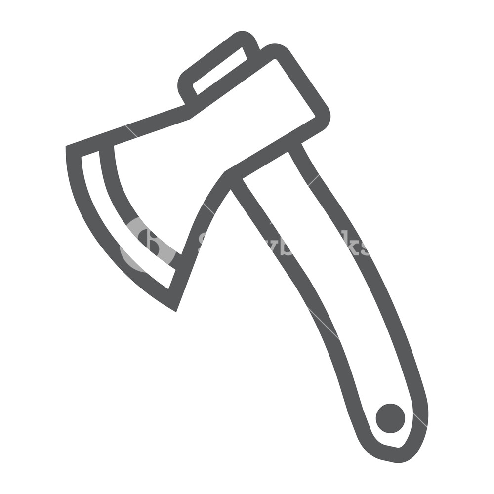 1000x1000 Axe Line Icon, Tool And Tomahawk, Ax Sign, Vector Graphics