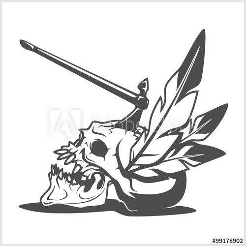 500x500 American Indian Chief Skull With Tomahawk