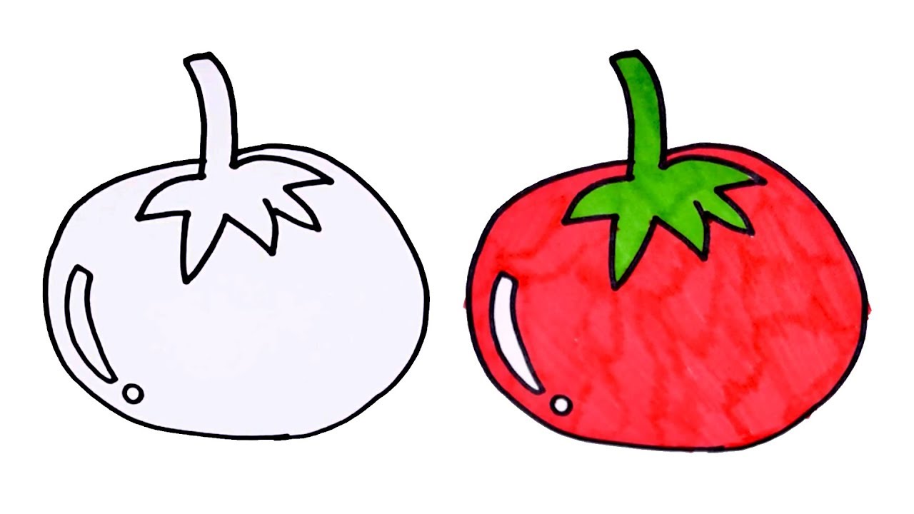 1280x720 How To Draw And Color Tomato Step