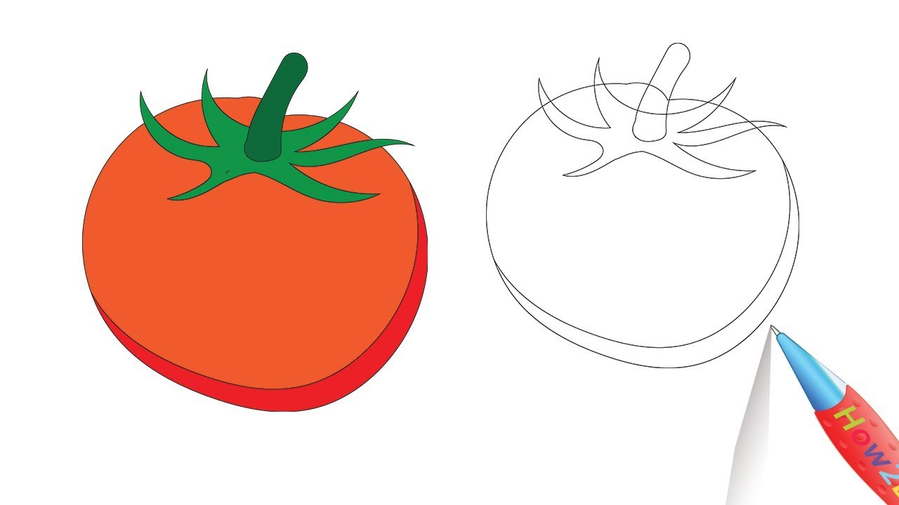 1280x720 How To Draw A Tomato Drawing Step
