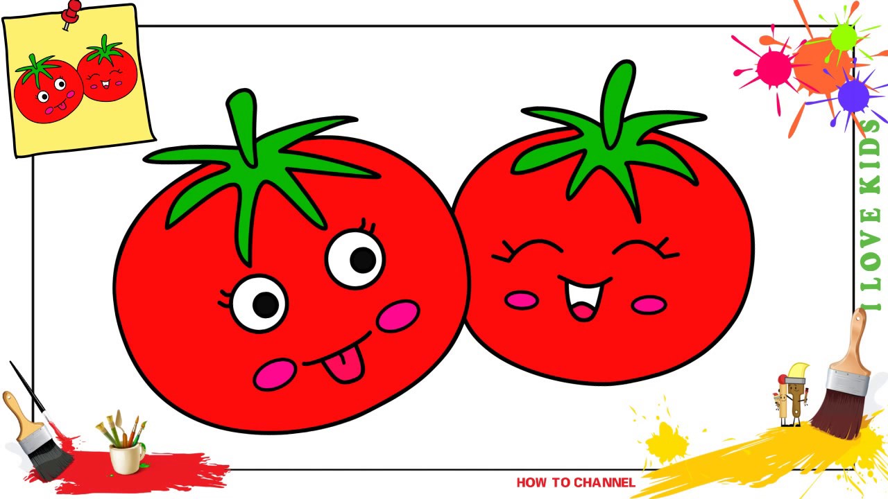 1280x720 How To Draw Tomatoes Easy Cute Step