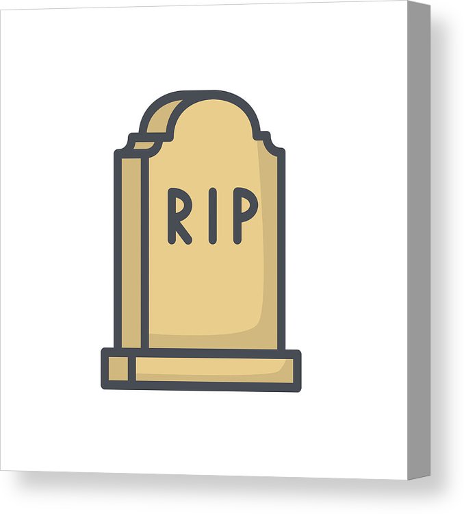 678x750 Halloween Holiday Colored Icon Grave Rip Tomb Canvas Print